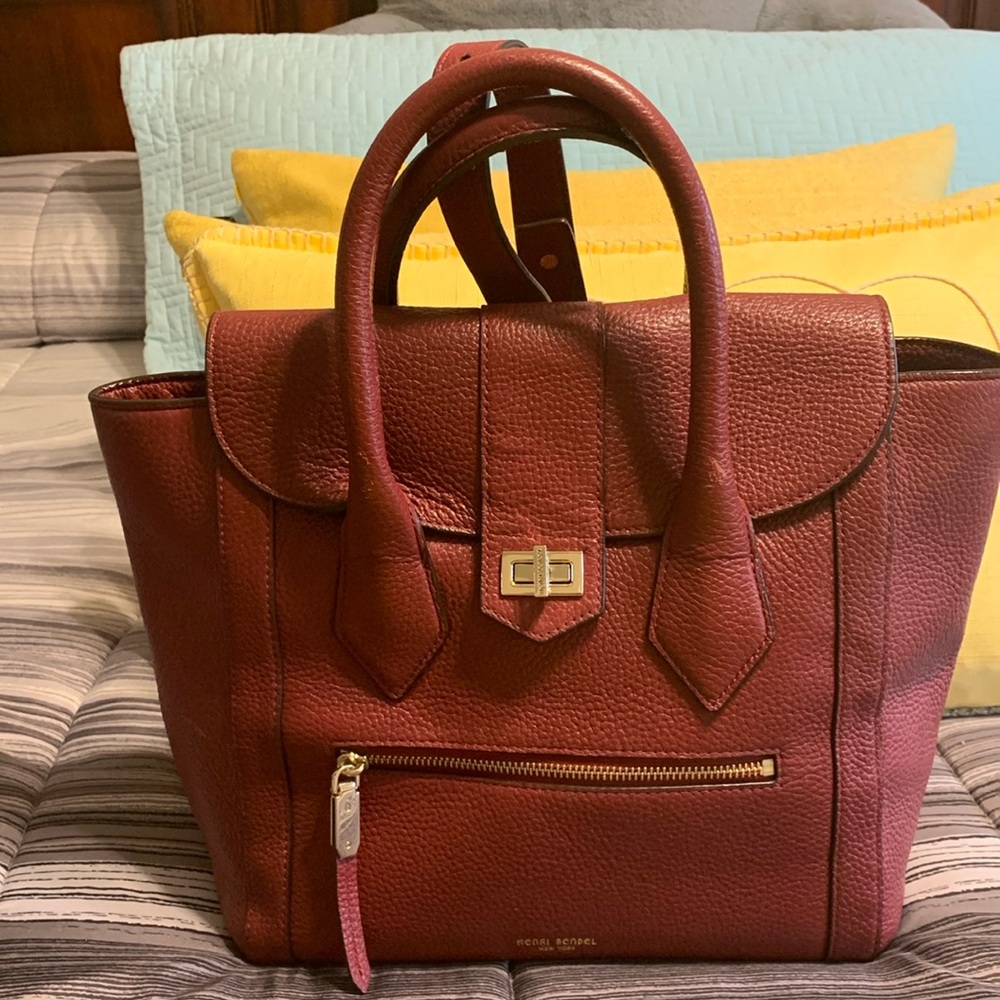 henri bendel Red Leather Tote Backpack